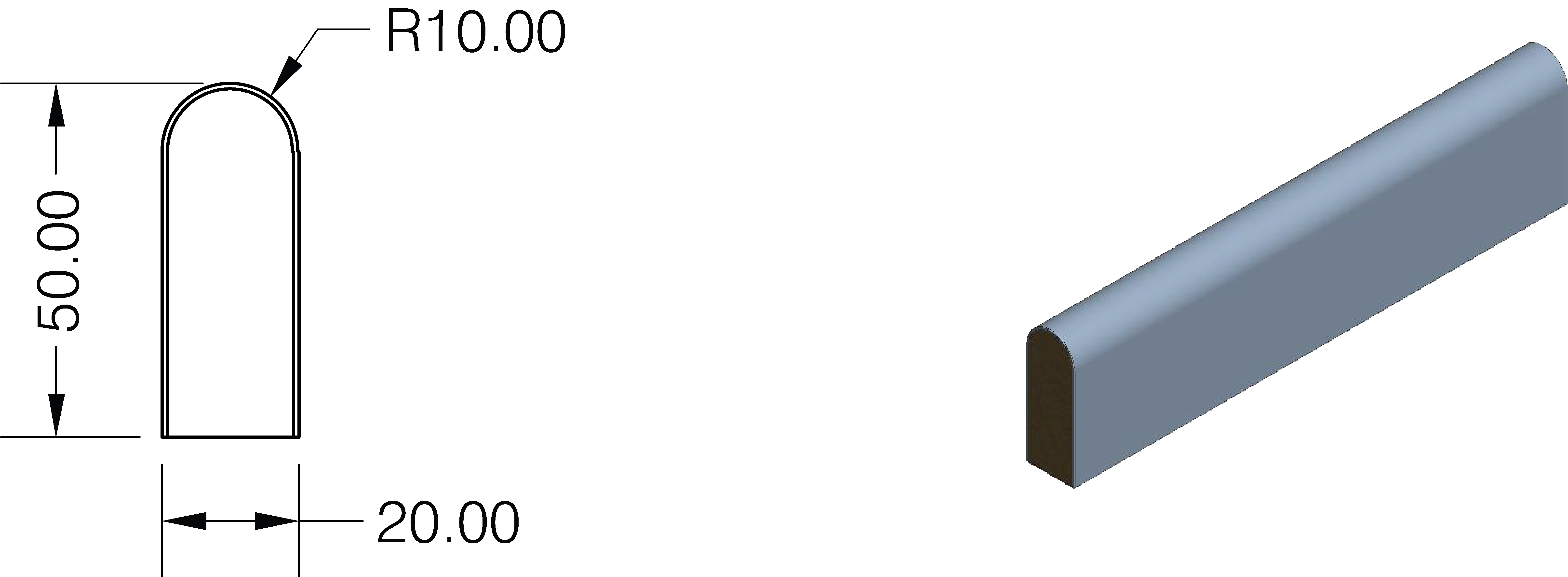 20mm bullnose separate upstand