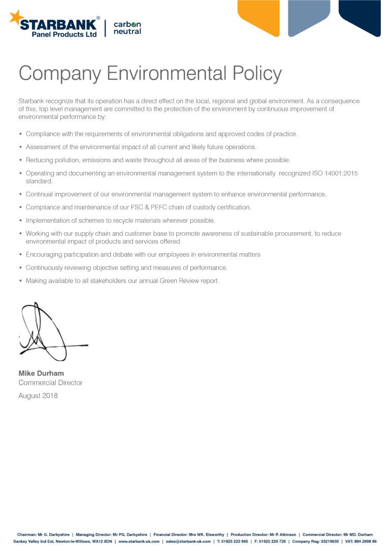Starbank Environmental Policy